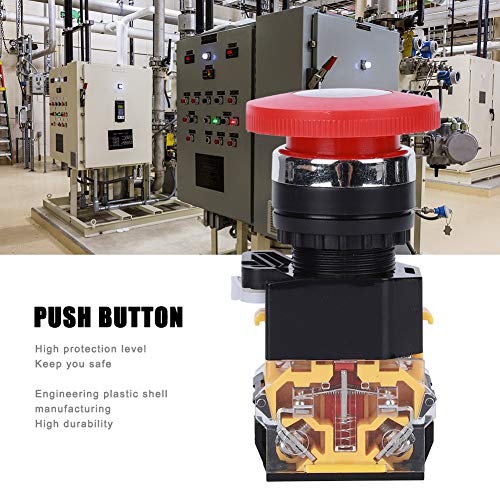 Копче за притискање 3 парчиња на копчето за вклучено рамна глава 22мм Дијаметар за инсталација 440V 10A водоотпорен тркалезен црвен итен стоп