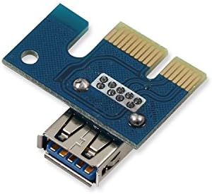 Longxi 6 -пински напојуван PCI -E PCI Express Riser - Ver 006C - 1x до 16x PCIE USB 3.0 адаптер картичка - со USB продолжена кабел - Рударство на графичка картичка за графички картички