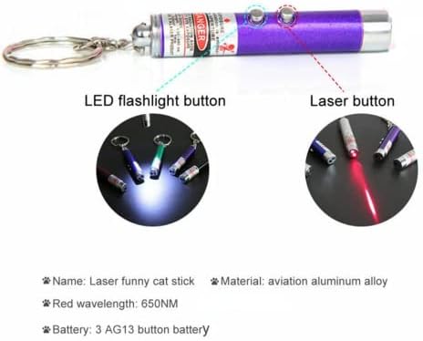 3 компјутери мини мачки играчки ласерски покажувач пенкало за клучеви за клучеви смешно куче стапче за миленичиња ламба бела светлина LED инфрацрвена