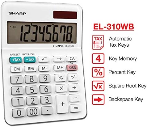 Остриот калкулатор EL-310WB, бел 3.125