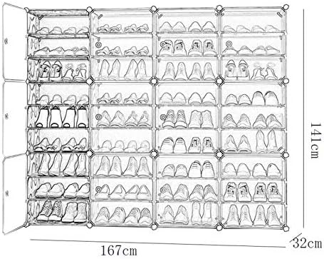 Zeelyde Rack Rack, пластични 4 колони 9 нивоа со складирање 72 пара чевли Домник дневна соба црна 167x32x141cm Среќна