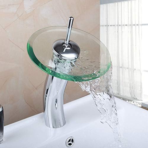 Вода чешма хром месинг транспарентен кален стаклен водопад тапа стаклена бања мијалник миксер за миксер