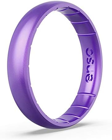 ENSO ringsвони тенок роден камен силиконски прстен - бенд за ангажман на свадби со унисекс - удобен опсег за дишење - широк 4,3 мм,