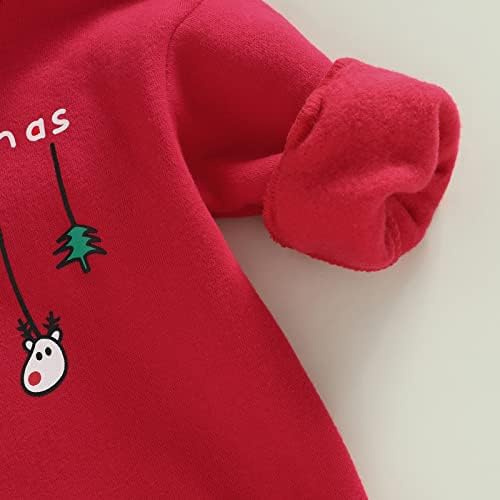 ОМКЗАНБИ новороденче момче момче Божиќна качулка меур Romper преголем дел од долги ракави, симпатична есенска зимска облека