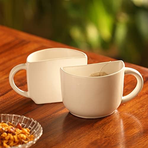 Exctusivelane Единствени полу -керамички чаши за чај за чајна забава, подарок за домаќинство | Сет на чаши за кафе од 2