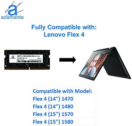 Компатибилна надградба на меморијата на лаптопот Аданта 16 GB за Lenovo Flex 4, IdeaPad, ThinkPad, Yoga DDR4 2133MHz PC4-17000 SODIMM