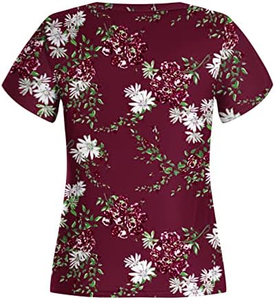 Девојки vneck врвови за бранч за женски кратки ракави Peony Peony Daisy Floral Graphic Summer Fall Tops Облека трендовски y2k