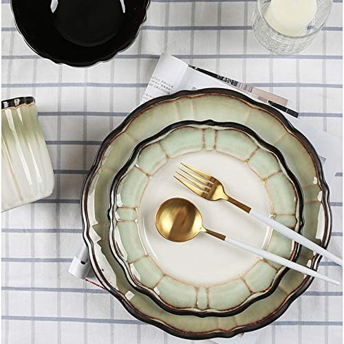 Плочи за вечера поставени издржливи керамички чинија за вечера поставуваат плочи, чаши чаши за чинии, садови за вечера со лотос