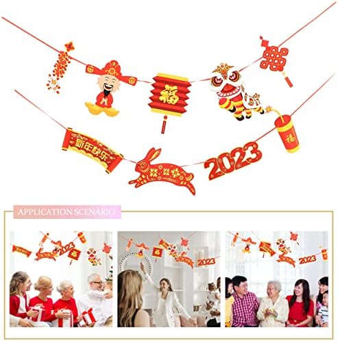 Абуфан Кинески Украси Кинеска Новогодишна Декорација 2 парчиња Прославување На Кинеската Нова Година Виси Знаме Празнично Обесено Украсување