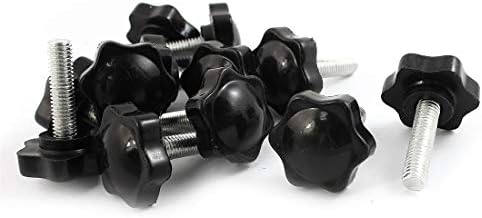 Завртки од 12 парчиња црна пластика со дијаметар на главата со дијаметар на главата starвездени копчиња за стегање m8 x 30мм