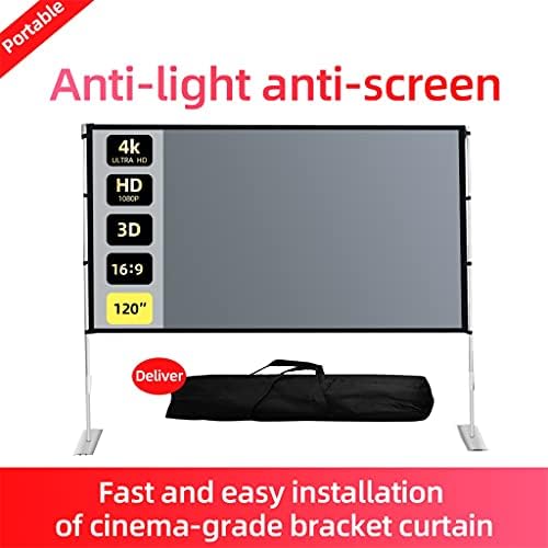 JRDHGRK Проектор на отворено анти-светло и екранот за преклопување на заштита од добивка 16: 9 84 100 120 инчи дома со конзола завеса