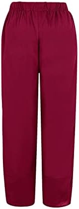 Летни постелнини панталони за жени широки нозе памучни постелнини харем панталони цветни печати лето плус големина панталони панталони со џебови