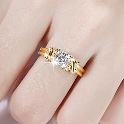 и прстени за тинејџерски девојки класичен нов прстен за венчавки за венчавки, ретро злато женски сингл ринестон ткаен образец вежба модна