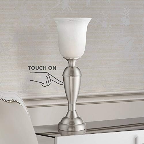 360 Осветлување Традиционална глам акцент табела за ламба 20 високо четкано никел сребро, бело стакло сенка допир на дневна соба за дневна