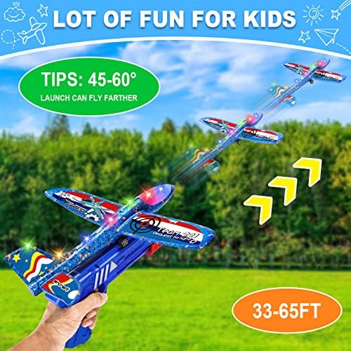Играчка за фрлање авиони за фрлање авиони - 3 пакувања за фрлање авиони играчки за момчиња - LED светло 2 режими на летање пена