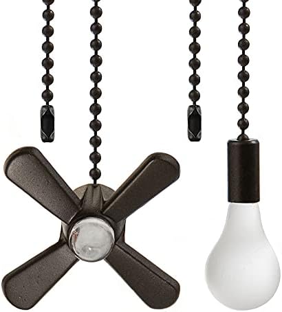 Тавански вентилатор за влечење на ланец за продолжување на ланецот ланци со декоративна сијалица и кабел за вентилатор 13,6 инчи бронзен вентилатор Повлечете го лан