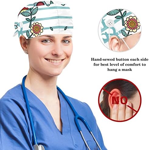 Медицински капачиња прилагодливо работно капаче со копчиња и лакова коса со шеќер черепи