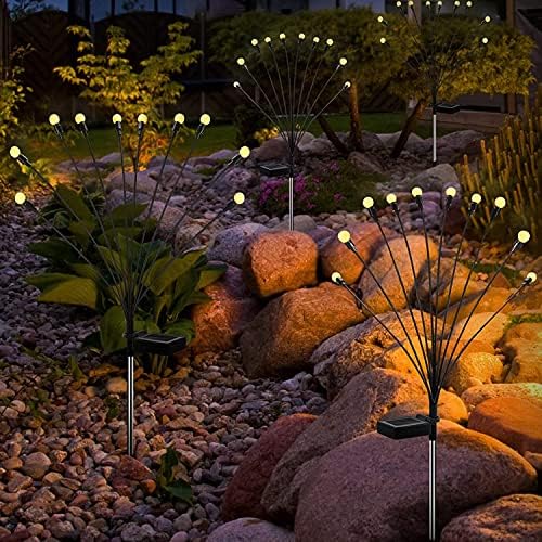 2 парчиња соларни градинарски светла - Градина на отворено светло Декоративни водоотпорни, нишаат од ветер, 20 -от соларни светла на Старбурст, декорација на дворна д