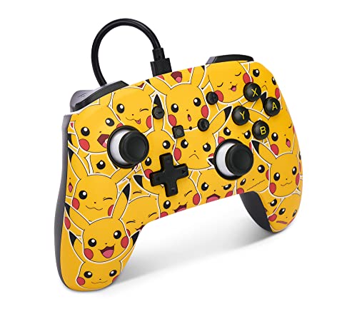 Powera Подобрена жичен контролер за Nintendo Switch - Pikachu Moods, GamePad, контролор на игри, Wired Controller, официјално лиценциран