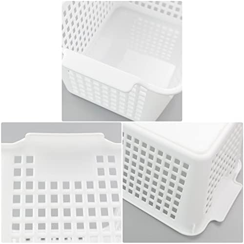 Фијазони 6-Пакет Бела Пластична Корпа За Складирање, Канцелариски Корпи За Складирање