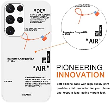 2 Пакет Кул Телефон Случај За Samsung Galaxy S22 Ултра 5g Случај 6.8, Спортски Чевли Бренд Шема, Кошарка Етикета Печатени Црно Бел Дизајн За Жени Мажи Момчиња Девојки, Мека Tpu Сл