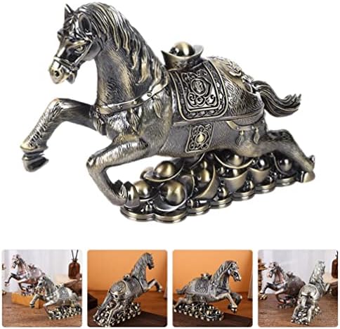 Статуа на весело коњска лента за алуминиумска пепел Аштрај Кинеска Фенгшуи Коњска фигура маса Ештрај со држач за пепел за затворен