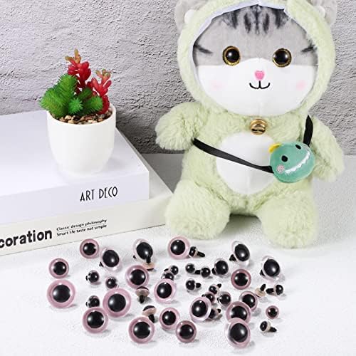Artibetter 42 парчиња безбедносни очи со мијалници сјајни пластични кукли очи големи полнети животински очи за мечки занаети