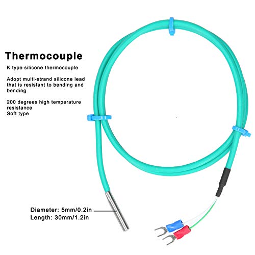 Fafeicy K Type Thermocoupe, водоотпорен сензор за температура на силиконски, сонда од не'рѓосувачки челик 5x30 mm, 0200, за нафта,