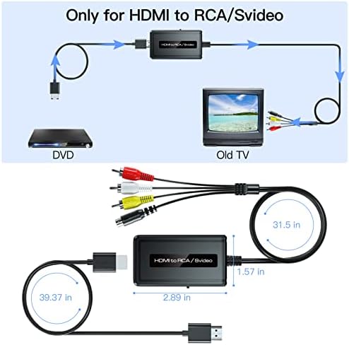 Paruien 2 во 1 HDMI до S-Video/RCA конвертор, 1080p HDMI SVIDEO адаптер, HDMI до SVIDEO Composite AV + R/L аудио конвертор компатибилен