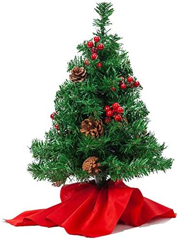 22 ”Прелитни таблети мини новогодишна елка со холи бобинки и бор конуси, 100 совети за гранки и топли бели LED светла во торба со