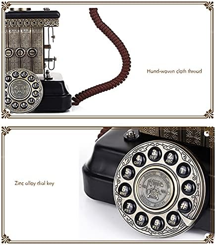 Антички телефон KJHD, класичен гроздобер телефон со земја Европски фиксни телефонски декоративни ротари со висина со висечки слушалки