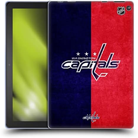 Дизајн на главни случаи официјално лиценциран NHL Half Distred Washington Capations Soft Gel Case компатибилен со Fire HD 10