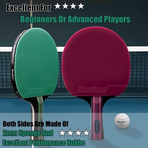 Сенстон пинг понг лопатка за тенис, идеална за забава или конкуренција - сет на пинг -понг лопатка со напредна брзина, контрола и вртење