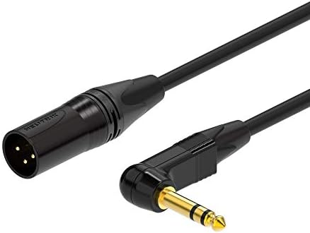 Могами 2549 Професионален студиски микрофон кабел | XLR машки 3-пин до 1/4 инчен десен агол TRS | Неутрик злато | 200 стапки | Црна | Собрани во