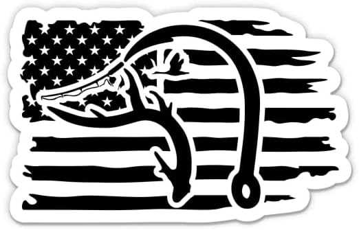 Американска налепница за лов на знаме за лов на знаме - налепница за лаптоп 3 - водоотпорен винил за автомобил, телефон, шише со вода -