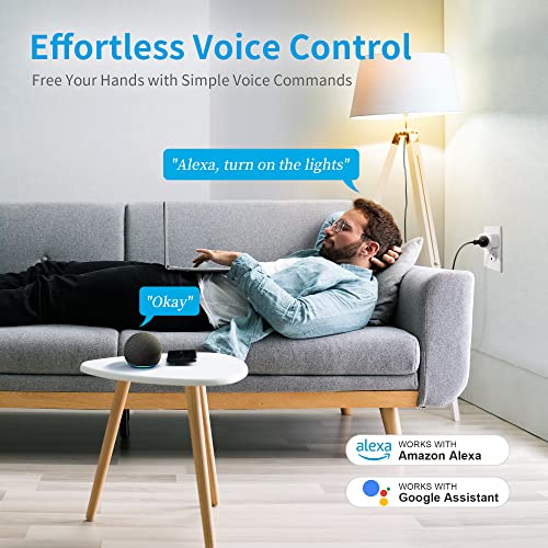 Smantek Smart Plug, Smart Home WiFi места компатибилни со Alexa и Google Assistant за говорна контрола, далечински управувач, функција на