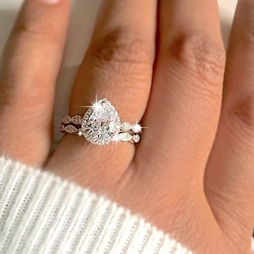 Нова круша во форма на вода во форма на циркон прстен женски за ангажман прстен за венчавки за венчавки
