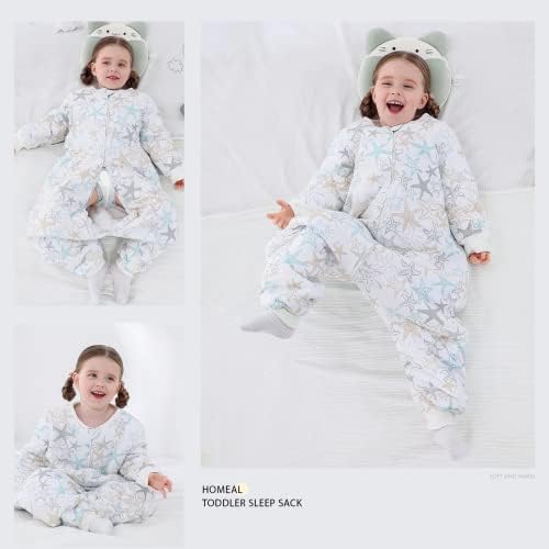 Homeal зимска вреќа за спиење 12-18 месеци, 18-24 месеци, вреќи за спиење 2,5 дете со долги ракави, вреќа за спиење на дете со нозе, вреќи за спиење што се носат ќебиња за рани п