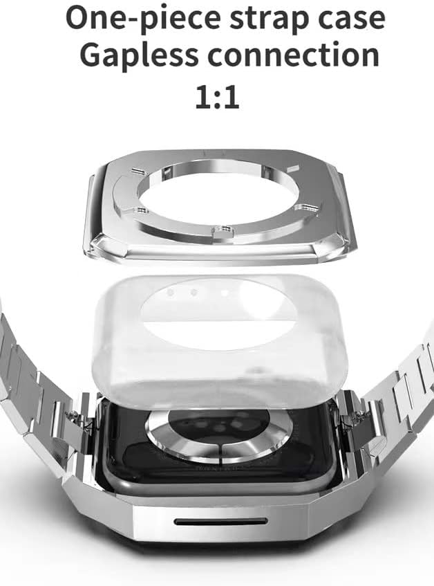 Метална Кутија ТРДИБСК+Кожен Ремен за Apple Watch 40мм 45мм Комплет За Модификација Луксузна Лента За Телешка Кожа за iWatch se 6 5 4