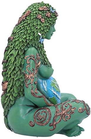Немесис сега мала етерична мајка Земја Гаја Арт Статуа насликана фигура, 17,5 см, зелена
