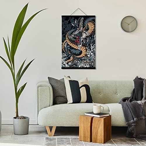 Далихебо јапонска декорација уметност змеј сликарство wallидна уметност плаката сет од 1 отпечатоци црна може да се обеси магнетна