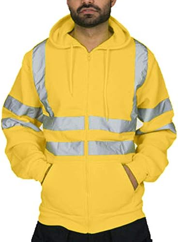 WENKOMG1 HI Vis Class 3 бомбаш јакна Безбедност рефлексивна худи со џеб ANSI/ISEA стандарди,