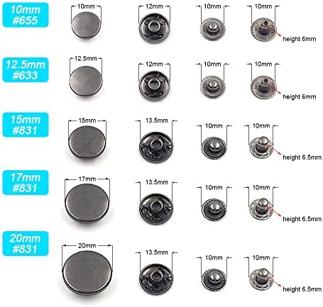 50 комплети метални прицврстувачи за прицврстувачи на прицврстувачи Притиснете го копчето за шиење на столпчиња, сребро, 20мм