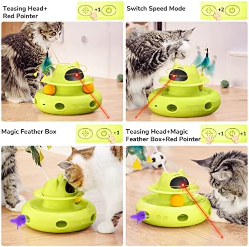 Катизам мачки играчки 4-во-1 интерактивна мачка играчка за мачки во затворен простор, електронски автоматски играчки за мачки, играчки за