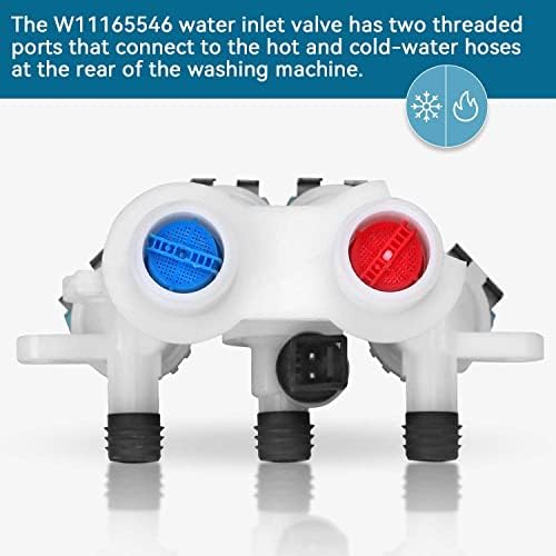 Washer Water Inlet Valve W11165546, W11096267, Compatible with may-tag, whirlpool, kenmore Washing Machine, Replaces 33090105, W10599423, W10758828,