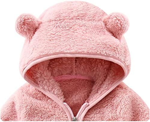 Новороденче новороденче девојчиња момчиња мечки мечки уши со аспиратор за надворешна облека, топло руно зимско палто момчиња ровови со големина 16