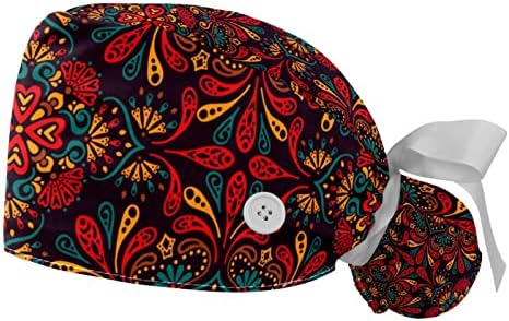 2 парчиња прилагодливо работно капаче за жени со копчиња и џемпери со една големина Мандала црвена психоделика
