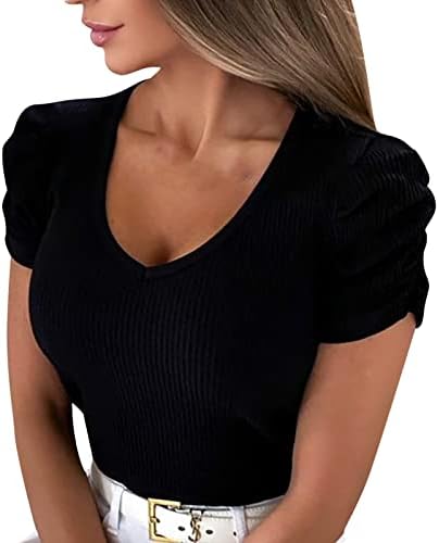Black Lounge Bustier за женски кратки ракави за кревање длабоко v вратот тенок туничен ребрести секси основни врвови камизолни маици