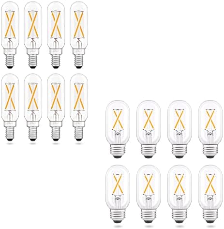 Aielit 8Pack 2w T8/T45 LED Светилки Пакет, Затемнети 25W Еквивалентни Блескаво Сијалица, 2700k Топло Бело, T6 E12 LED Светилки И T14 E26 LED