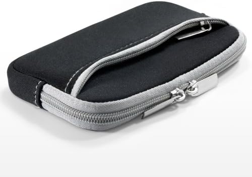 Case Boxwave Case компатибилен со Meizu C9 - Softsuit со џеб, мека торбичка Неопрена покриена ракав Зипер џеб за Meizu C9 - jet Black со сива